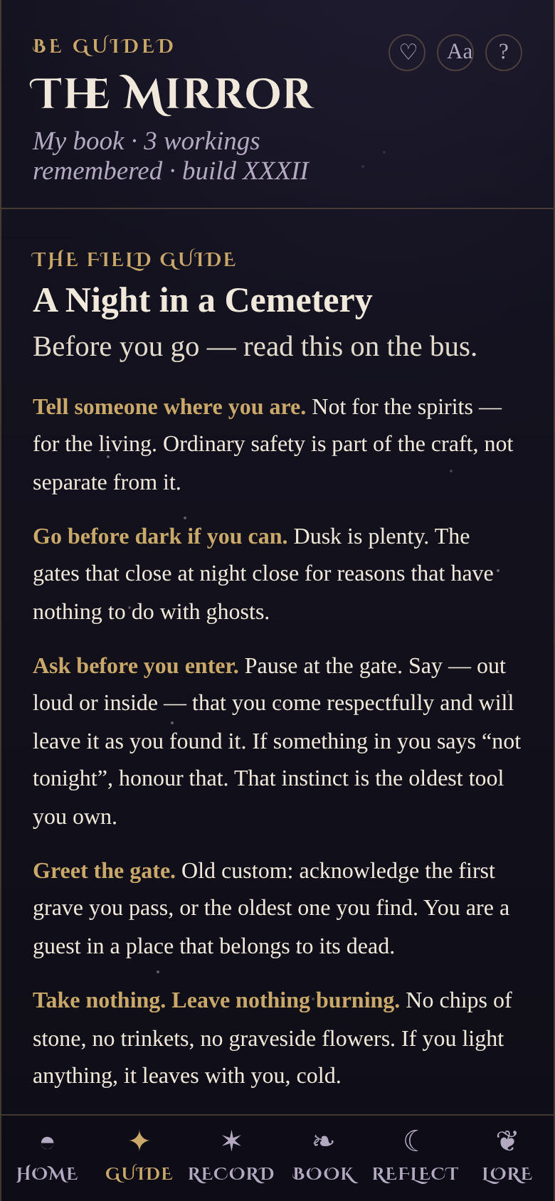 The Mirror — the field guide