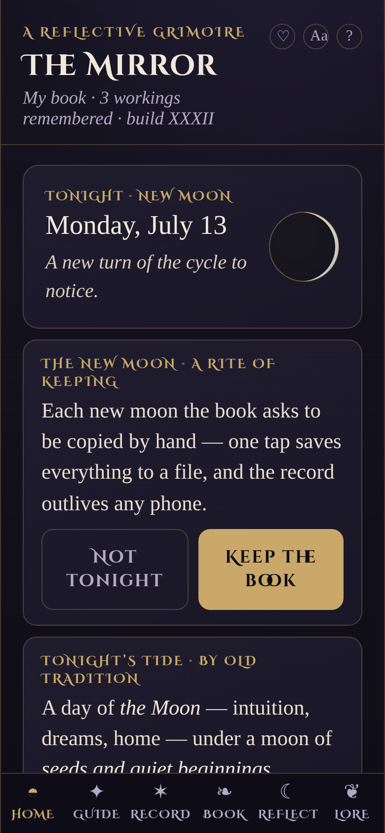 The Mirror — home, tonight's moon
